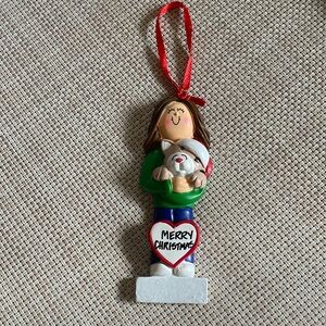 Girl with kitty personalize Christmas ornament